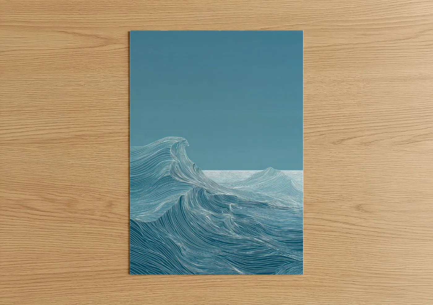Abstract Ocean Wave Line Art Print Wall Art