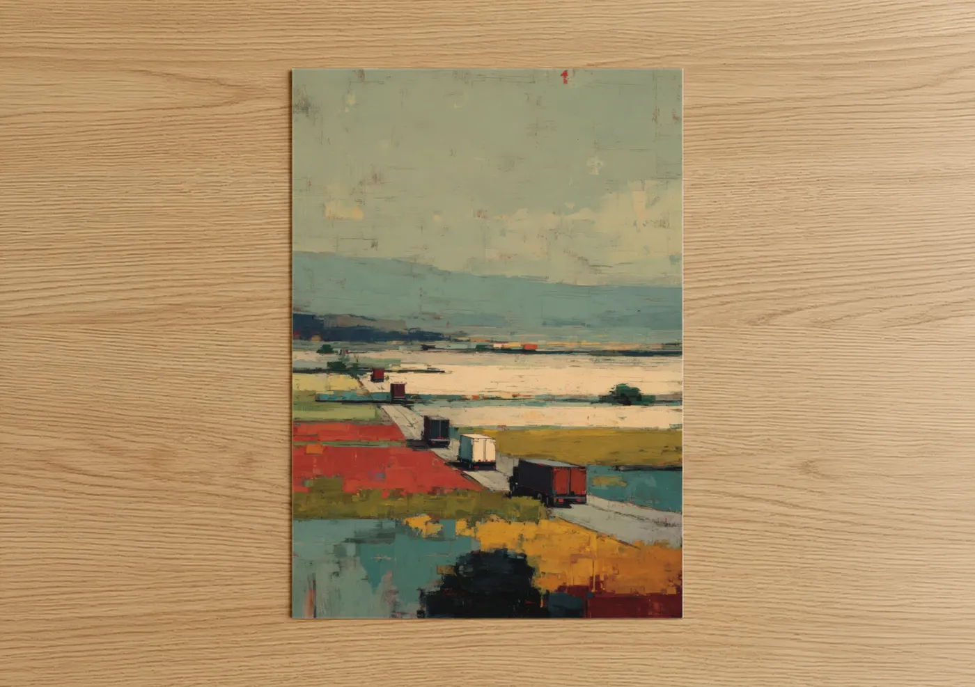 Abstract Rural Truck Landscape Painting Wall Art