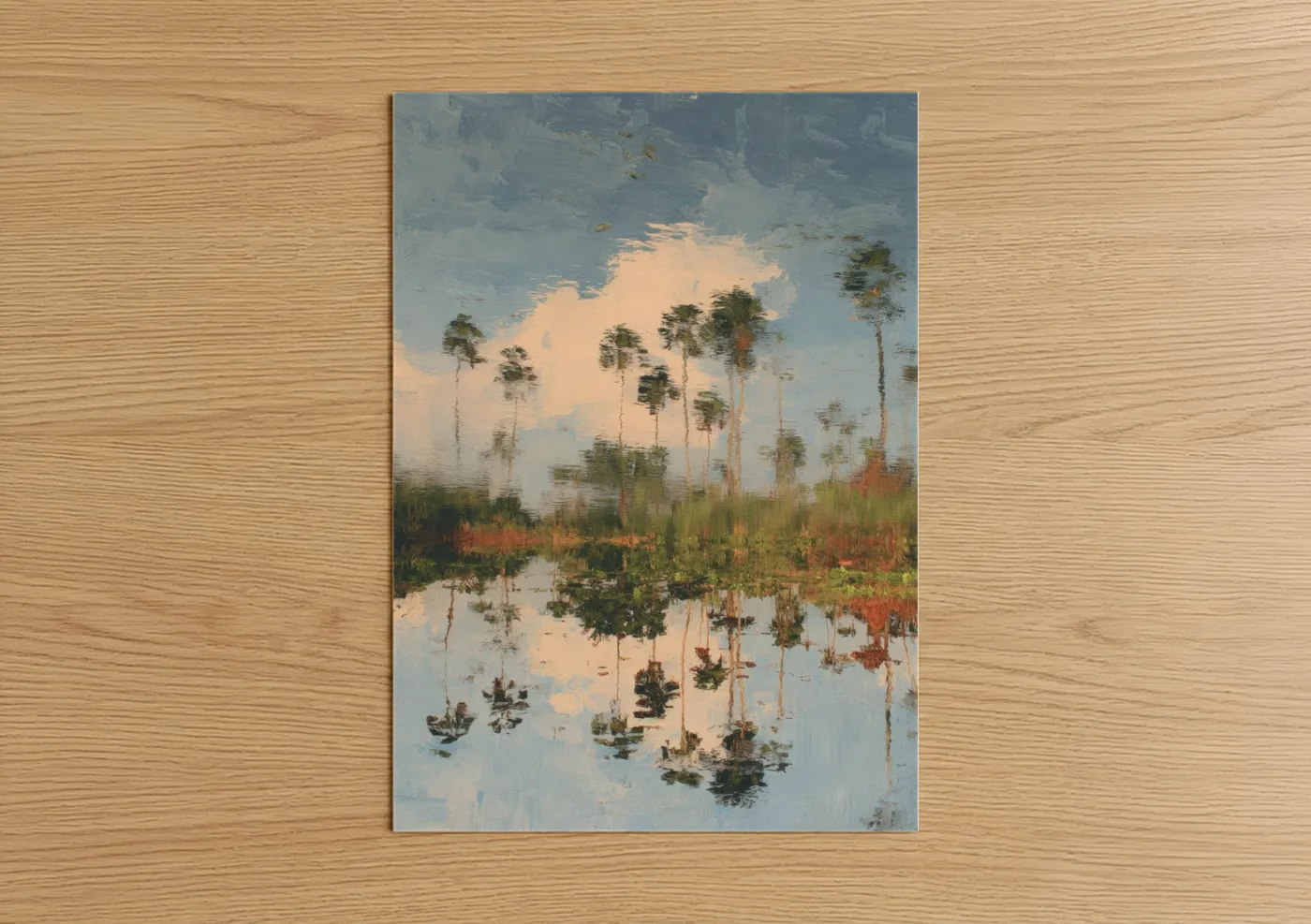Misty Palm Forest Water Reflection Wall Art