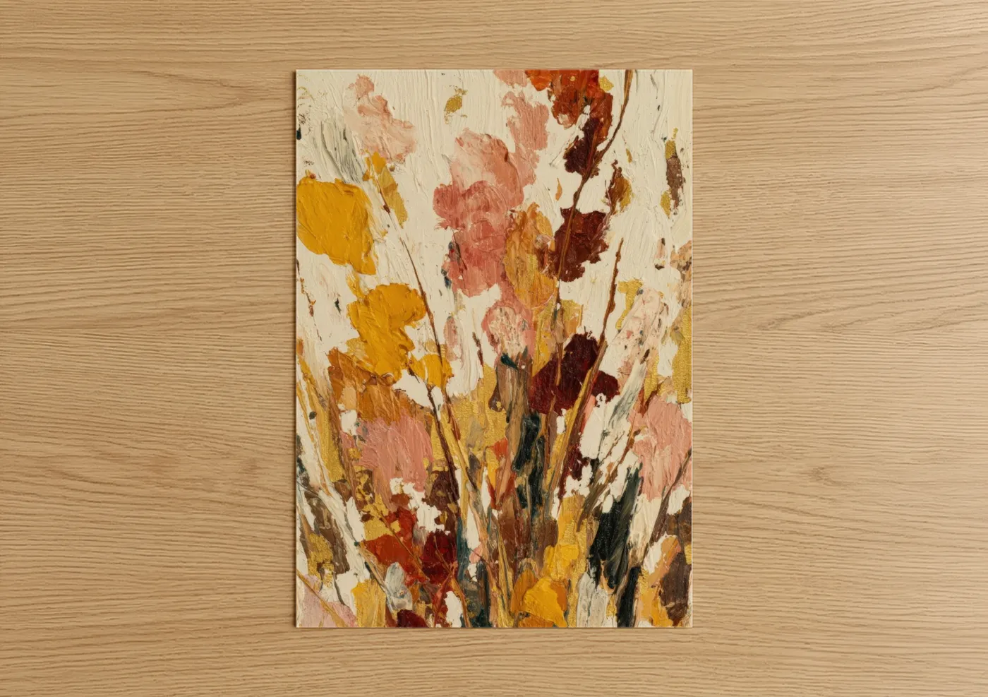 Autumn Abstract Blooms Oil Painting Wall Art