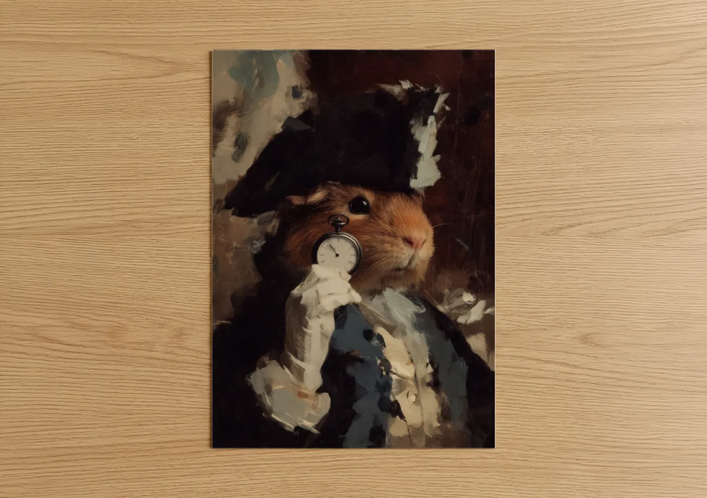 Whimsical Guinea Pig with Pocket Watch Wall Art