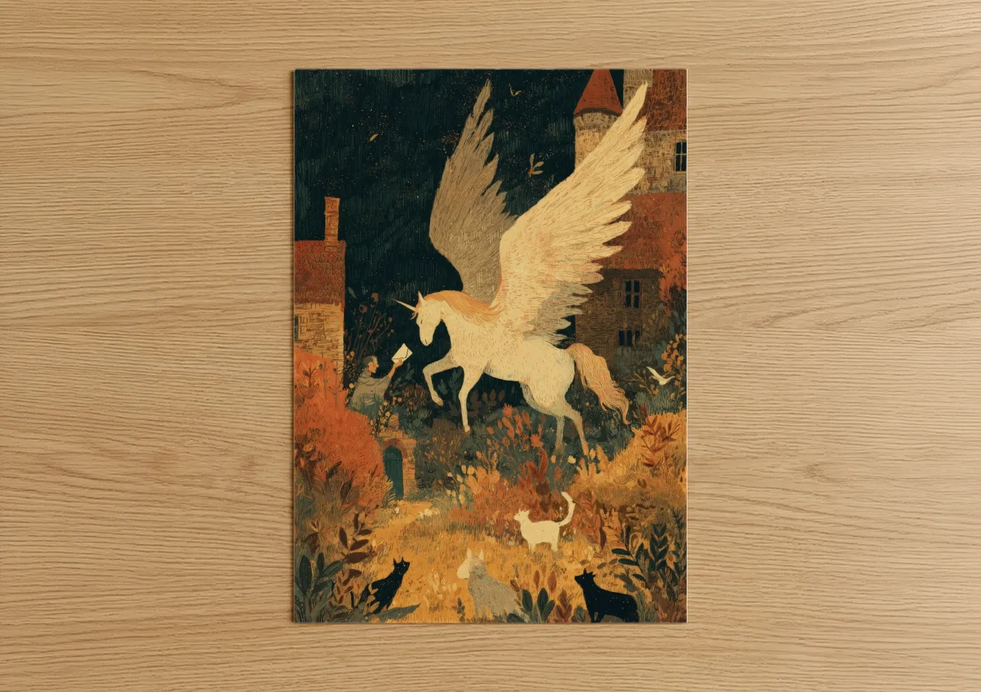 Mythical Pegasus Castle Fantasy Wall Art