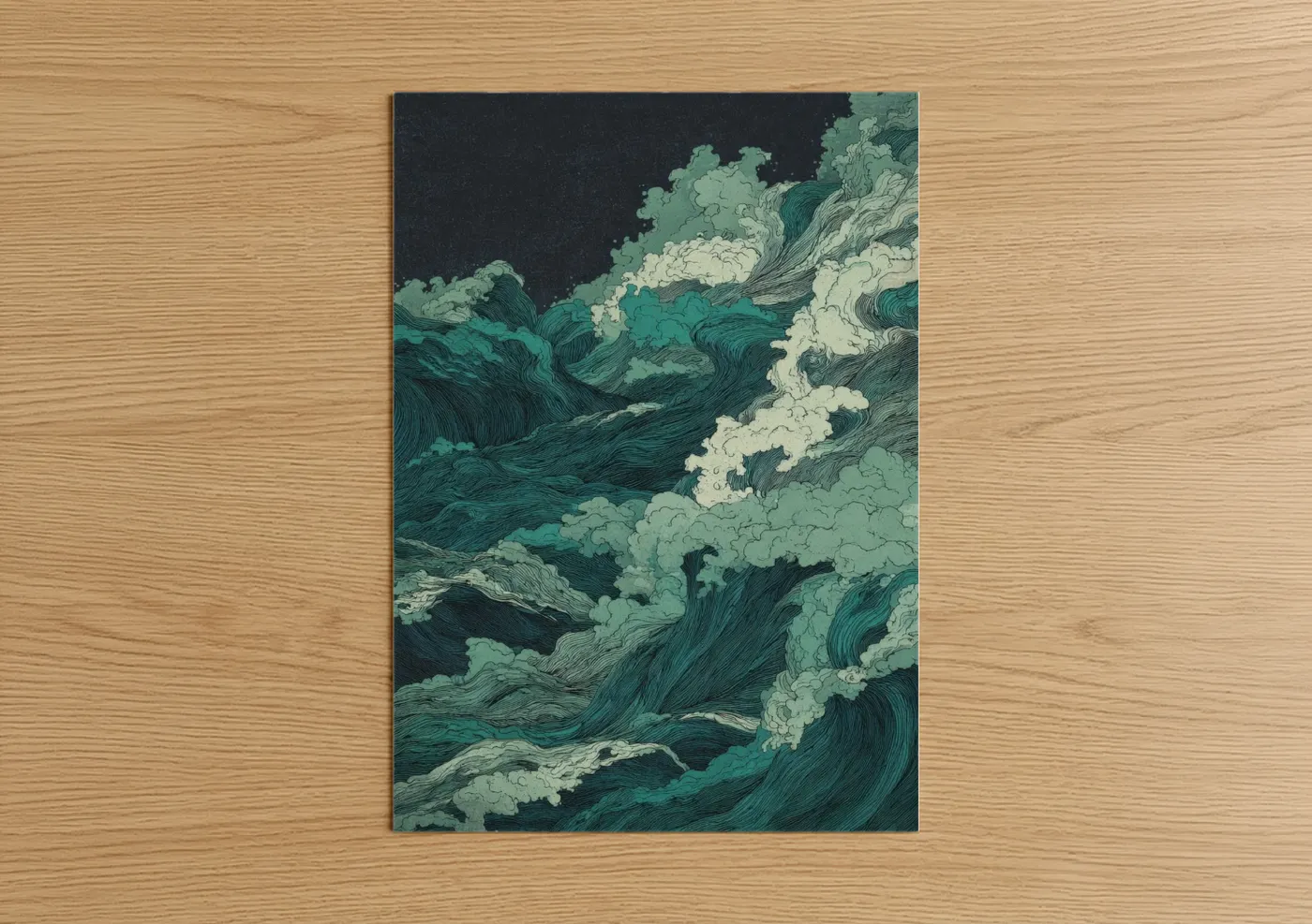 Emerald Ocean Waves Seascape Wall Art