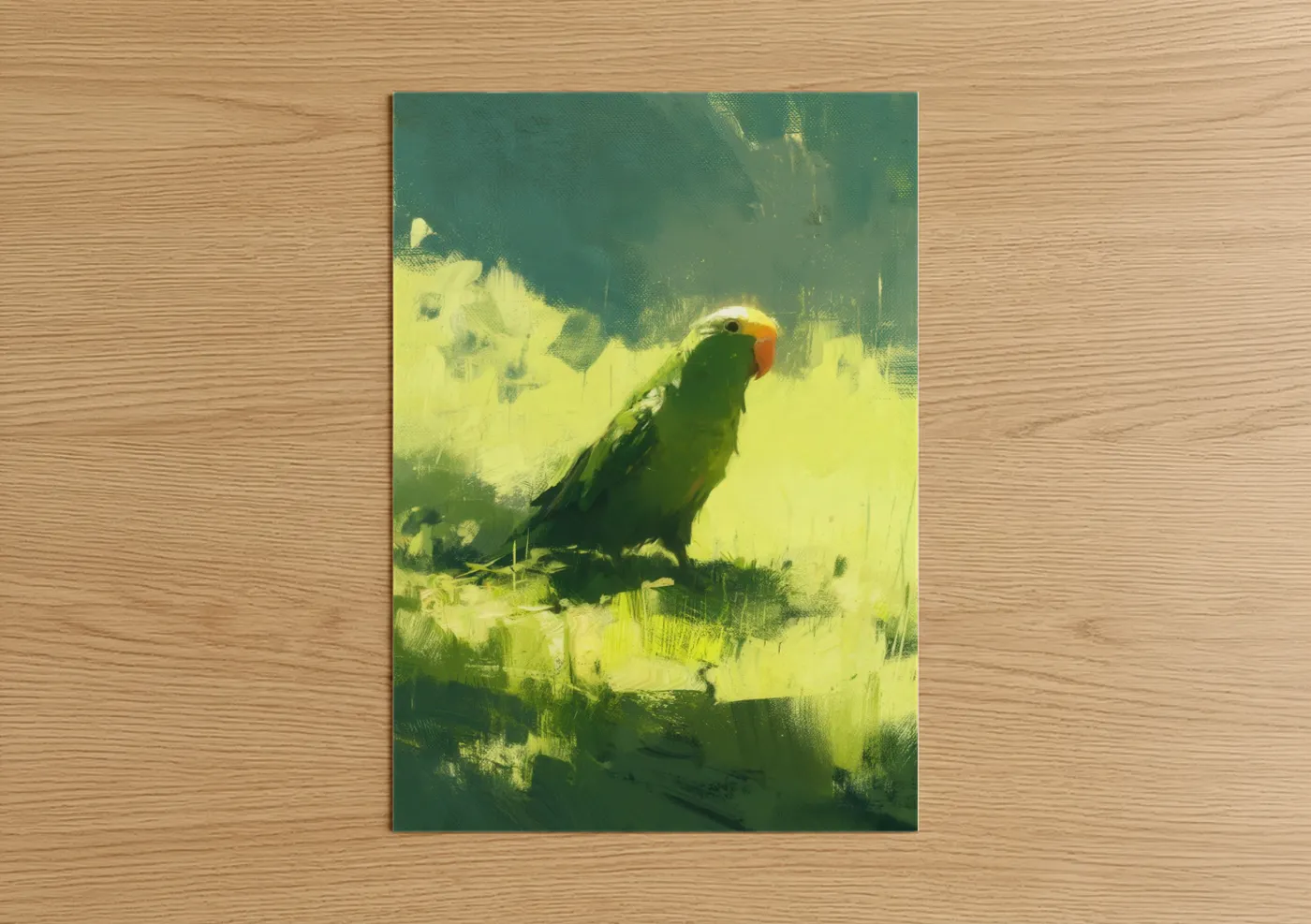 Emerald Parrot Modern Illustration Wall Art