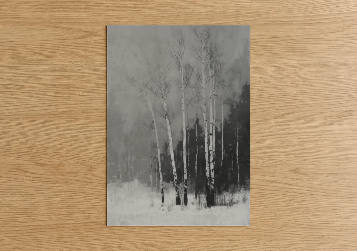Snowy Birch Forest Winter Landscape Wall Art