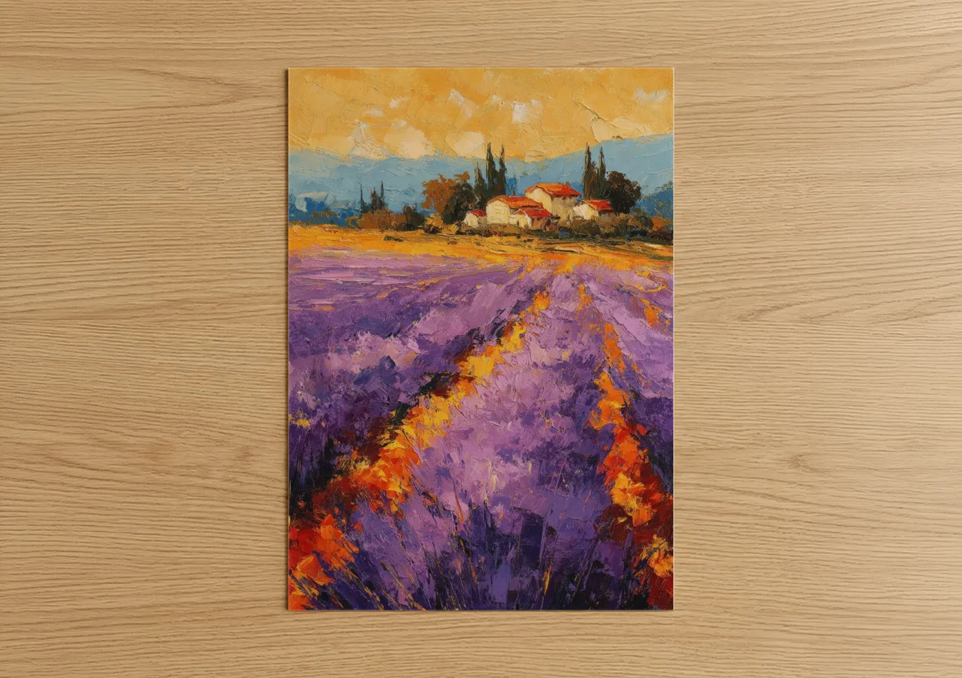 Purple Lavender Field Tuscany Landscape Wall Art