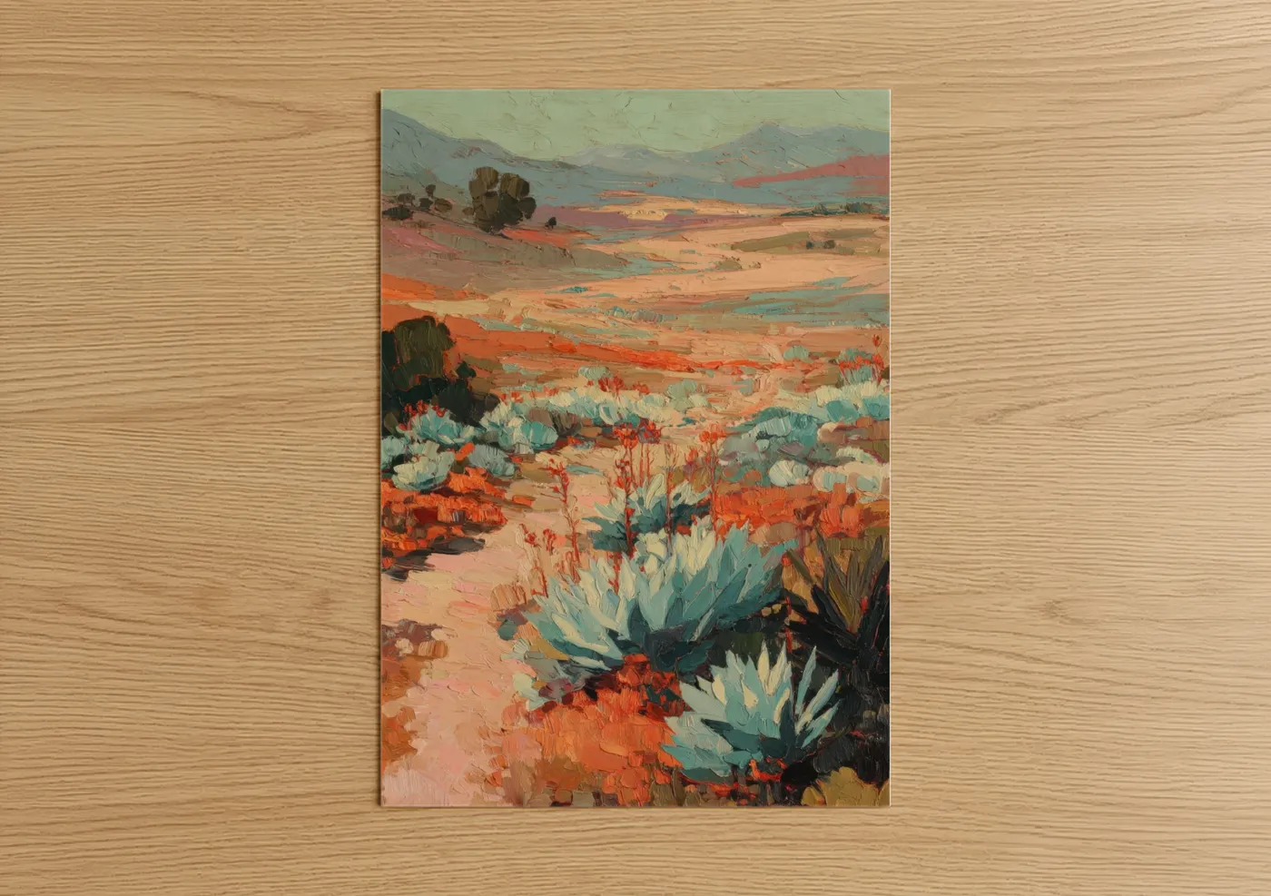 Desert Succulent Landscape Painting Wall Art