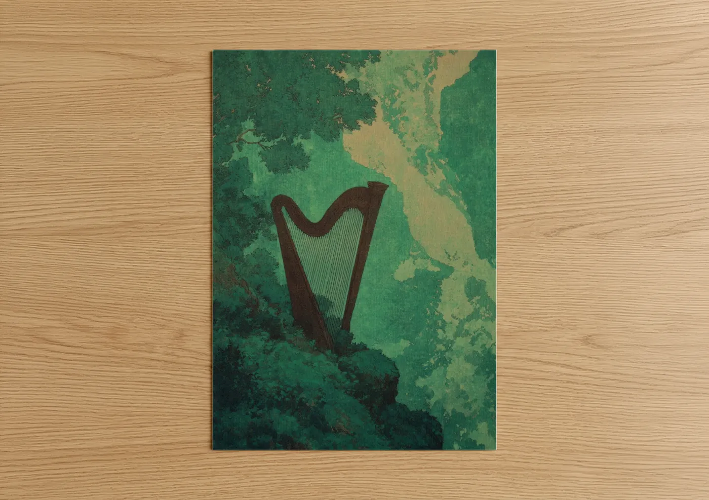 Emerald Harp Vintage Music Wall Art