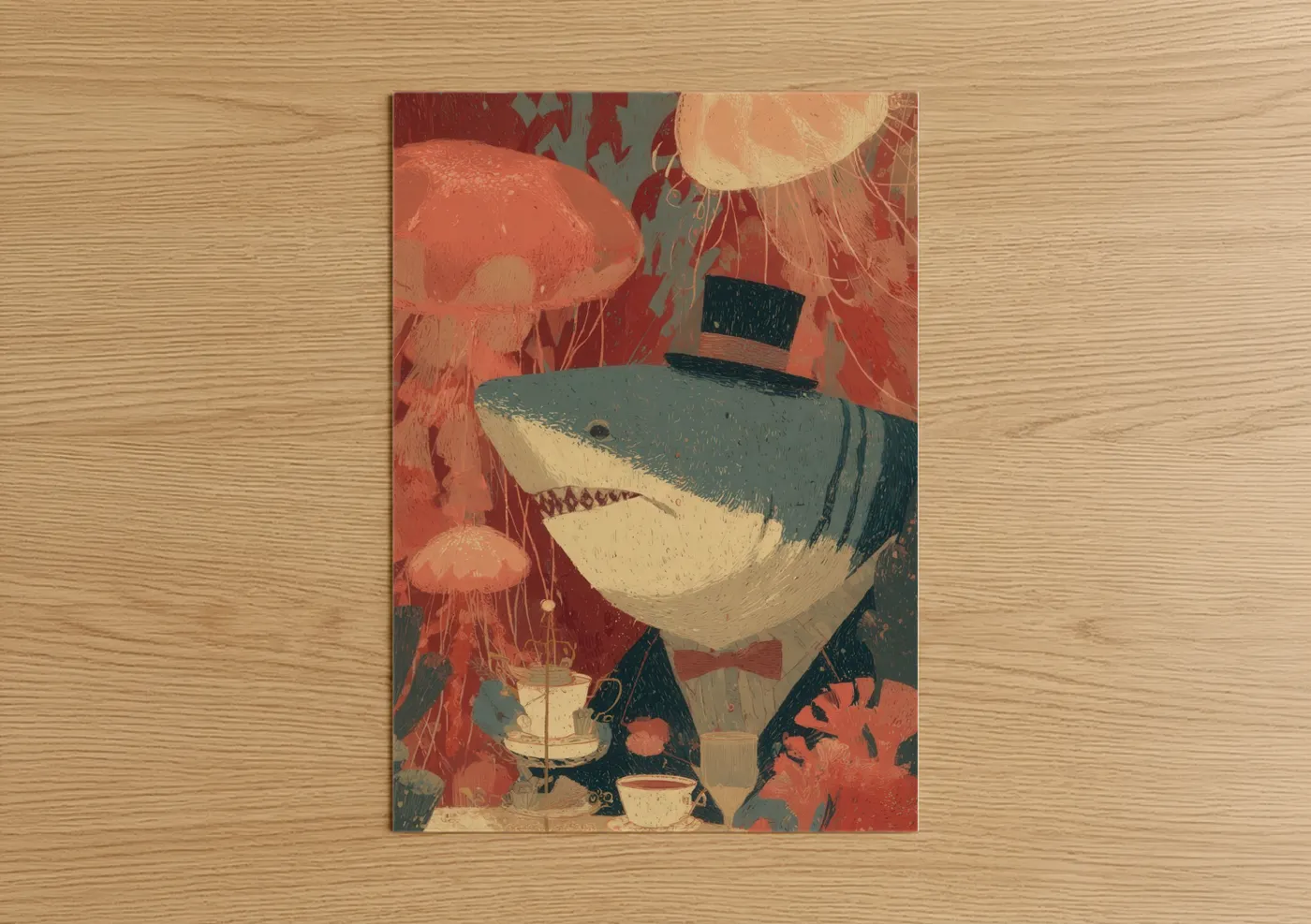 Basking Shark Vintage Illustration Wall Art