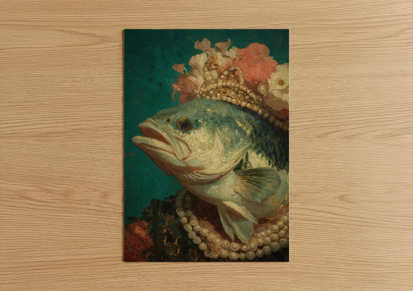 Ornate Bass Portrait Jeweled Fish Wall Art