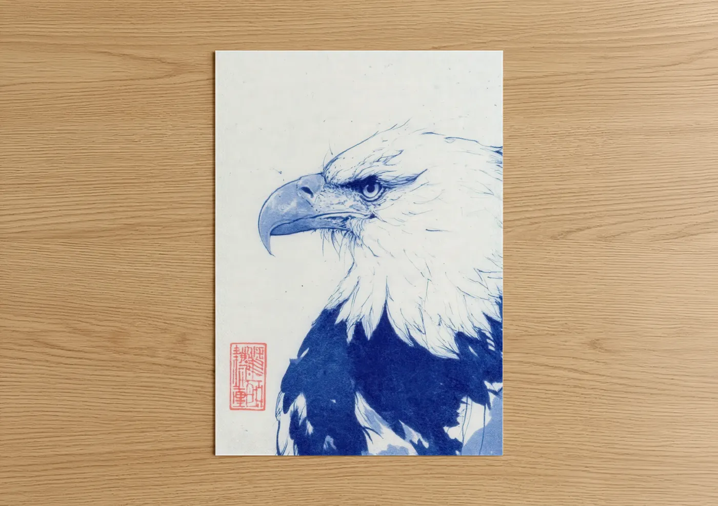 Blue Eagle Portrait Watercolor Art Wall Art
