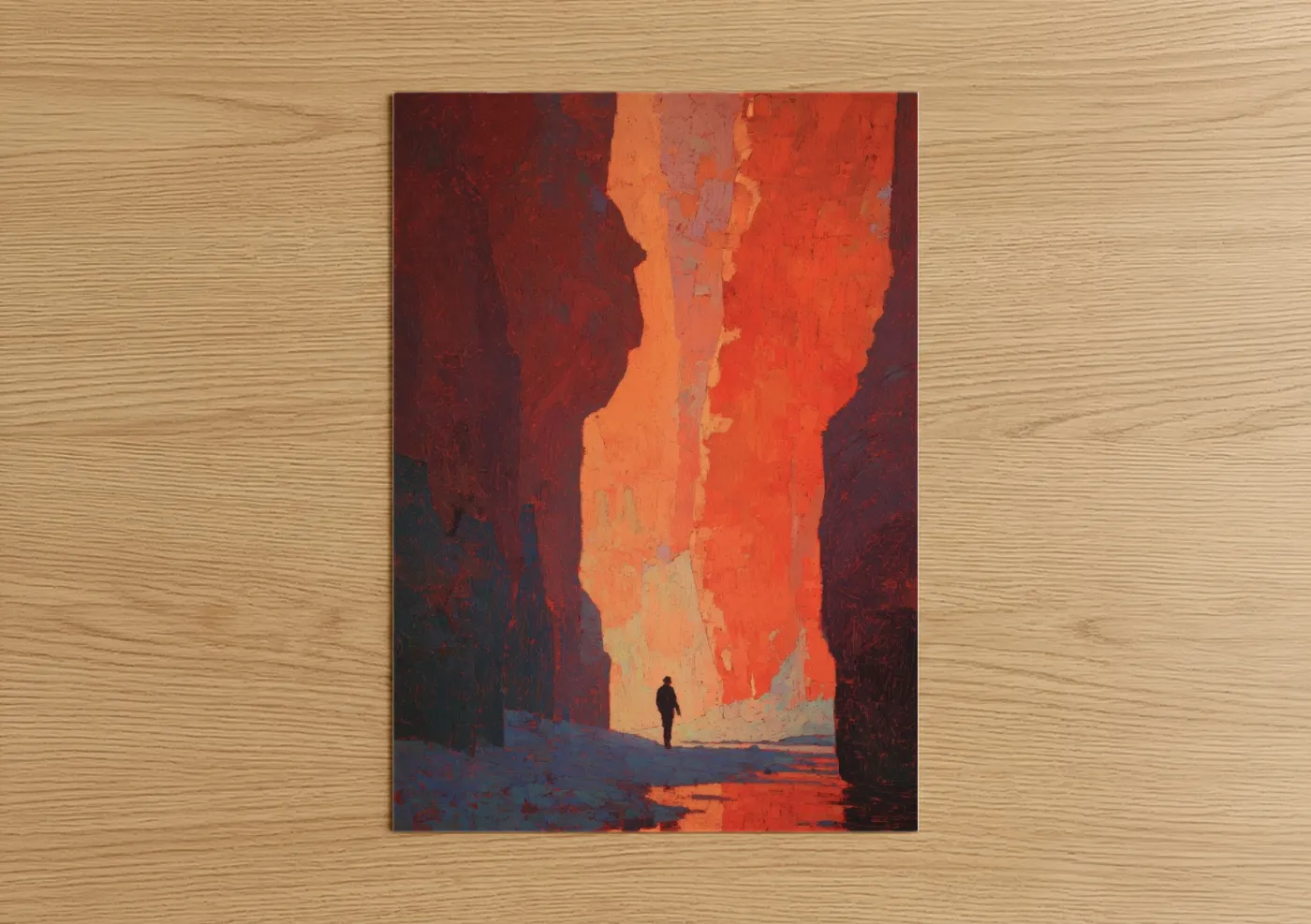 Solitary Canyon Climber Abstract Wall Art