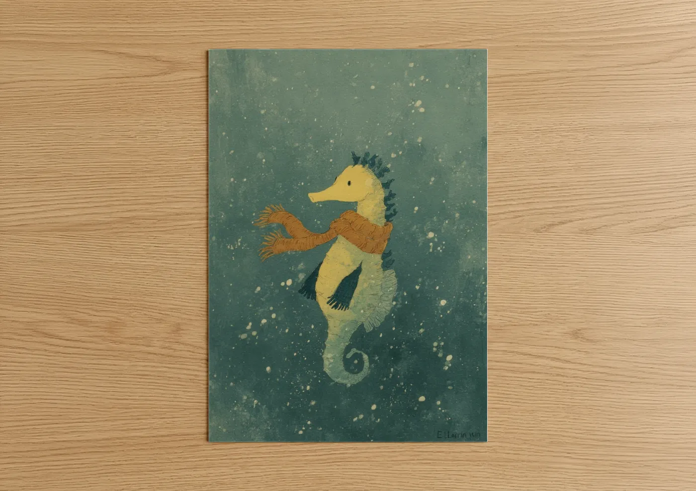 Whimsical Seahorse Illustration Wall Art