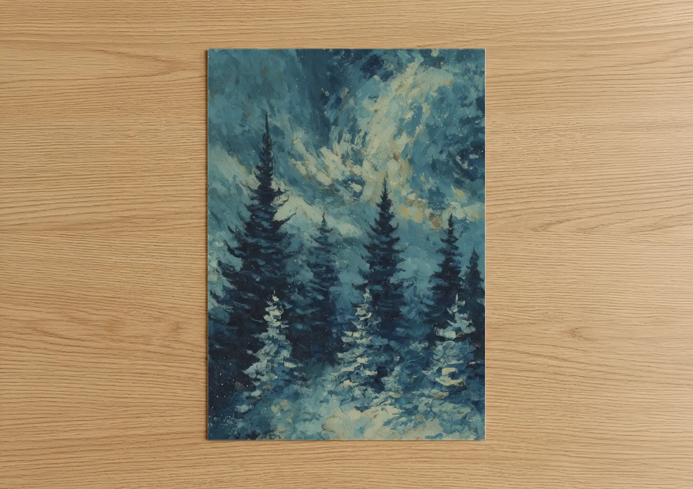 Snowy Forest Mist Impressionist Winter Wall Art