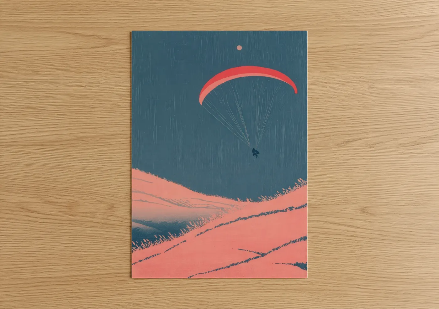 Desert Paragliding Adventure Illustration Wall Art