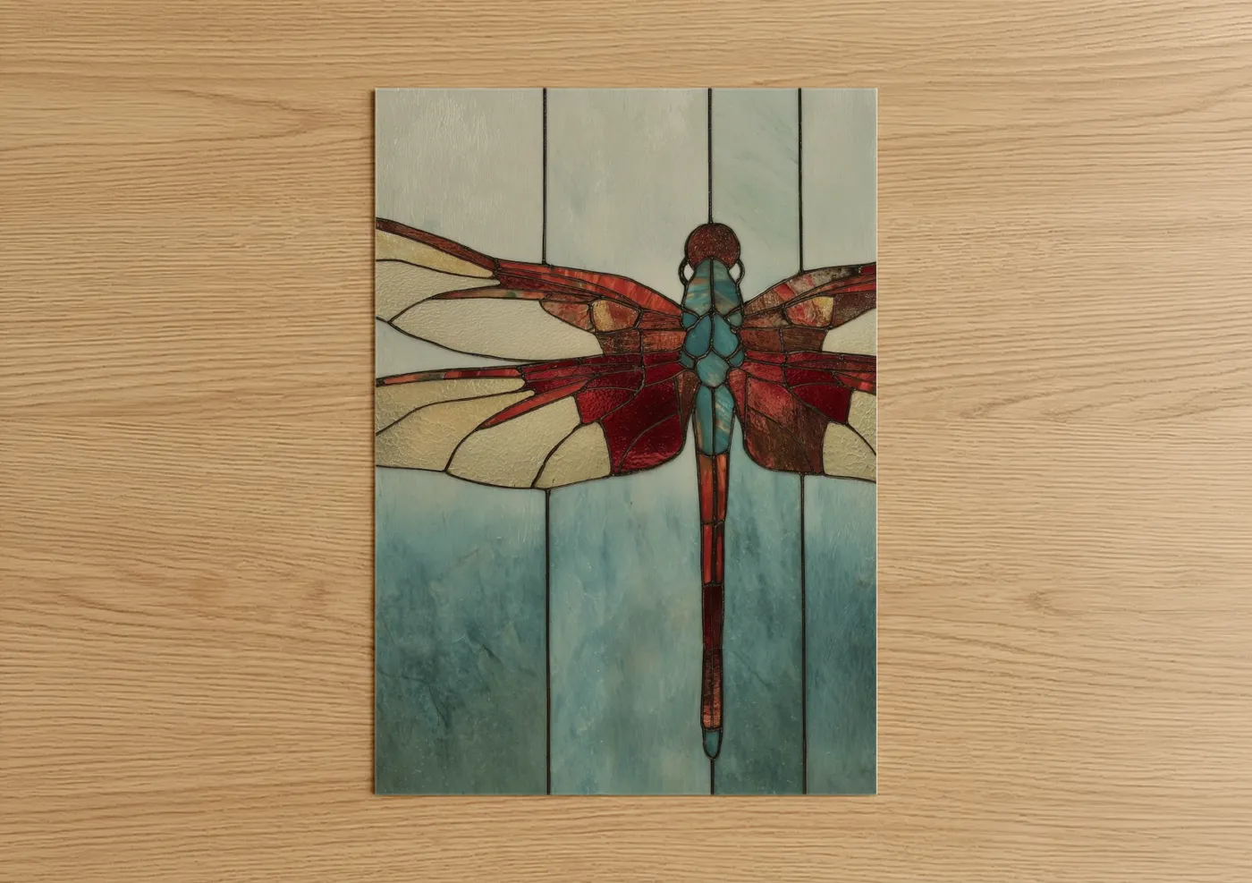 Russet Dragonfly Stained Glass Wall Art