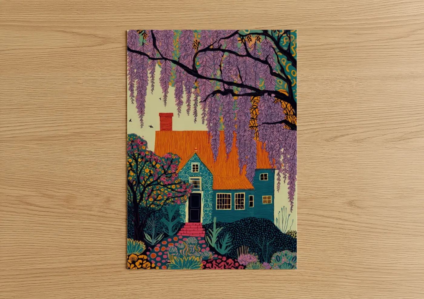 Purple Wisteria Cottage Garden Wall Art