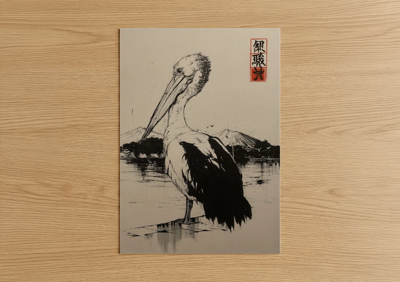 Contemplative Pelican Lake Watercolor Wall Art