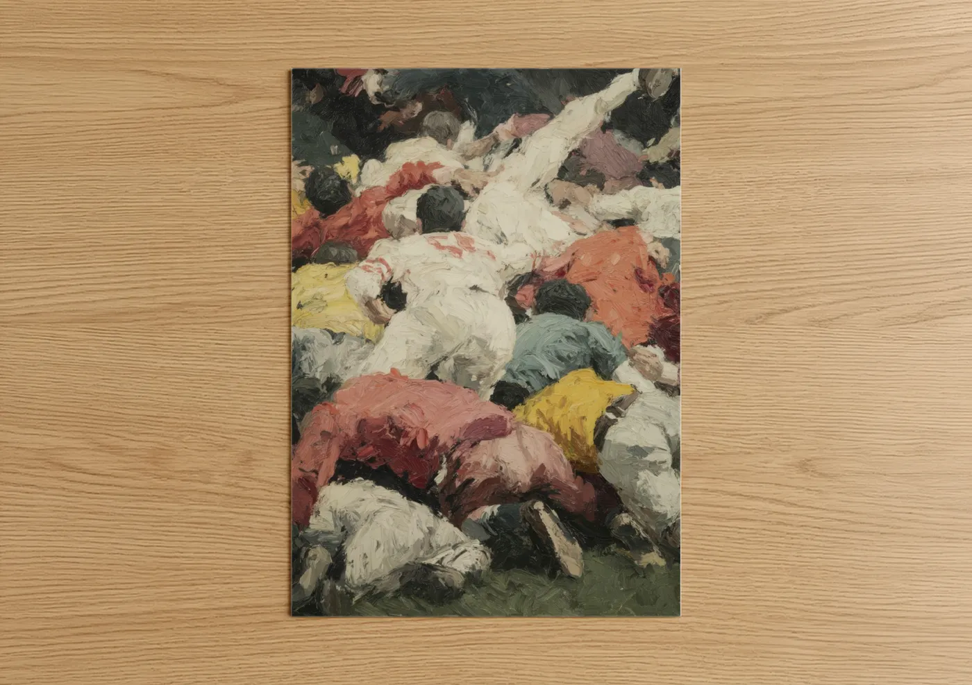Muddy Football Tackle Impressionist Art Wall Art