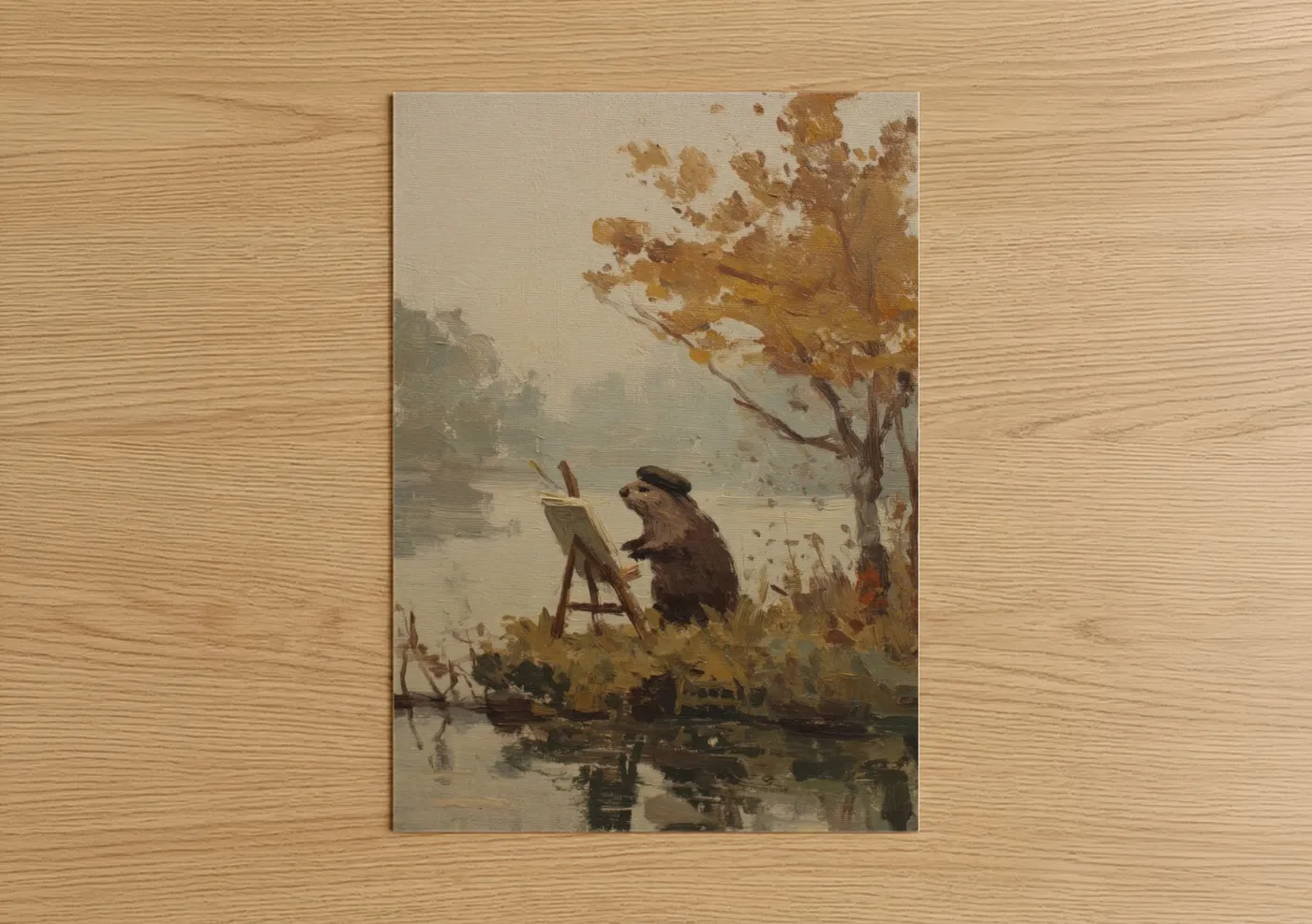 Artistic Beaver Painting Riverside Wall Art