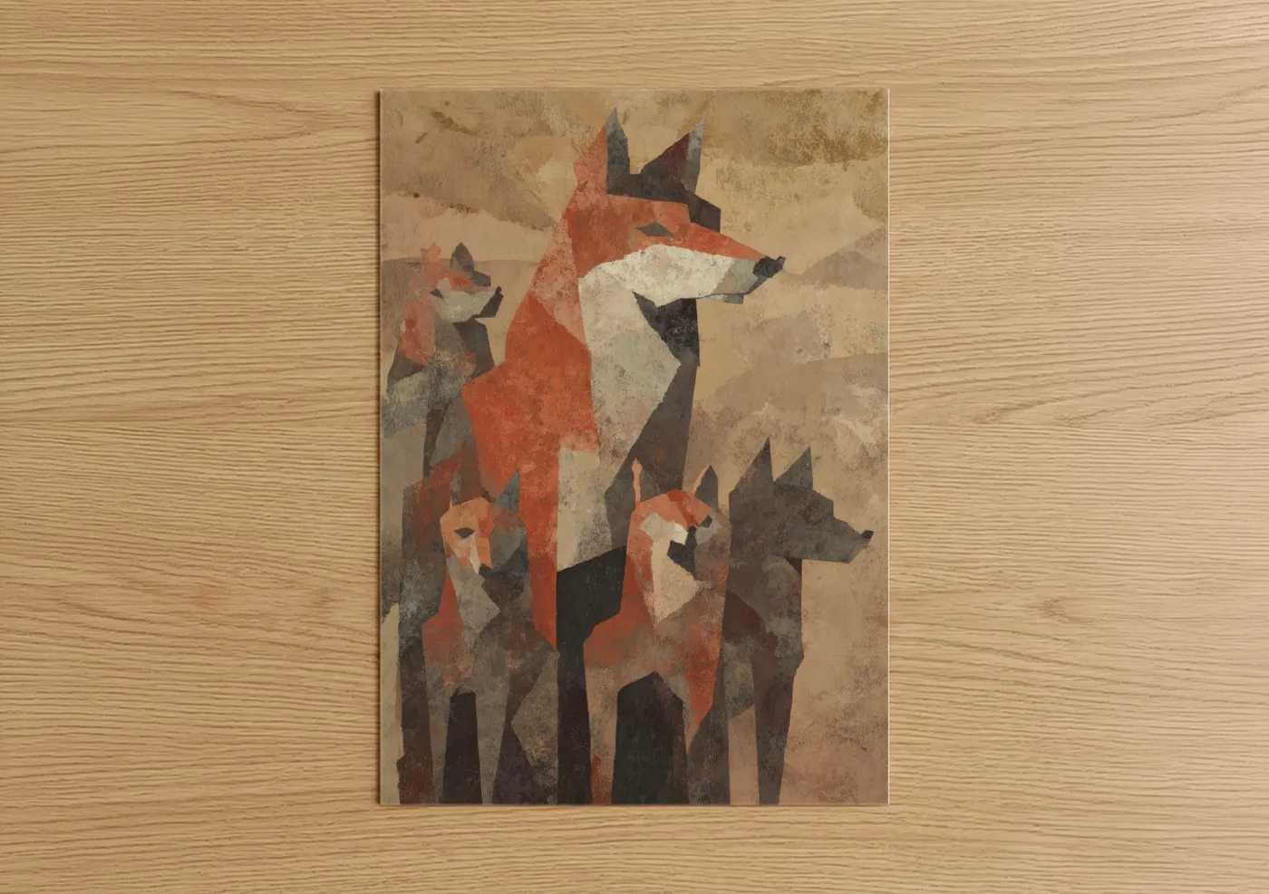 Desert Coyote Pack Abstract Wall Art