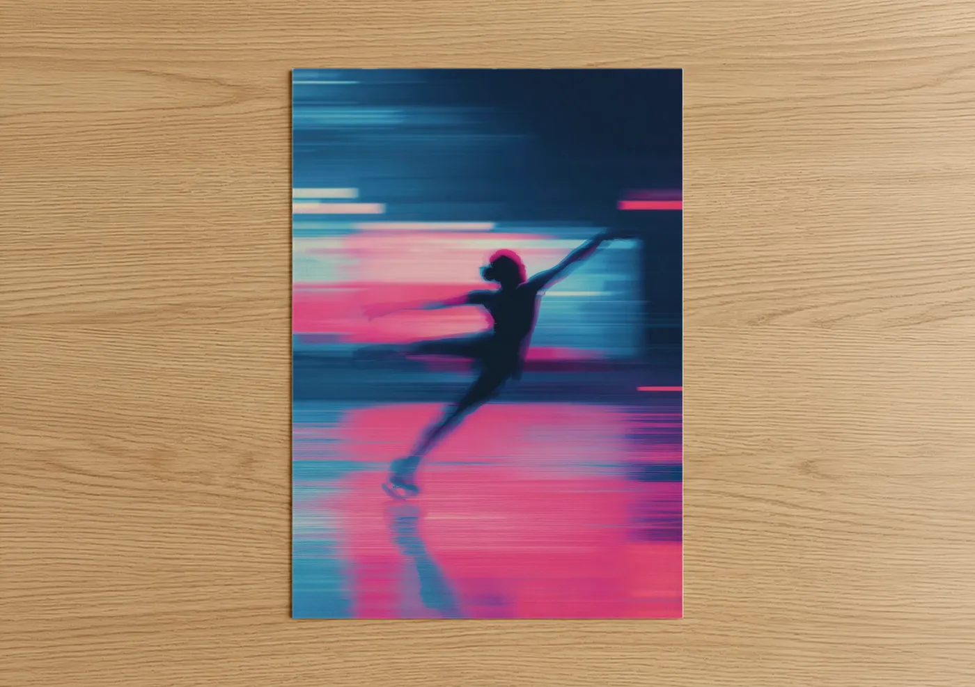 Neon Ice Skater Digital Wall Art