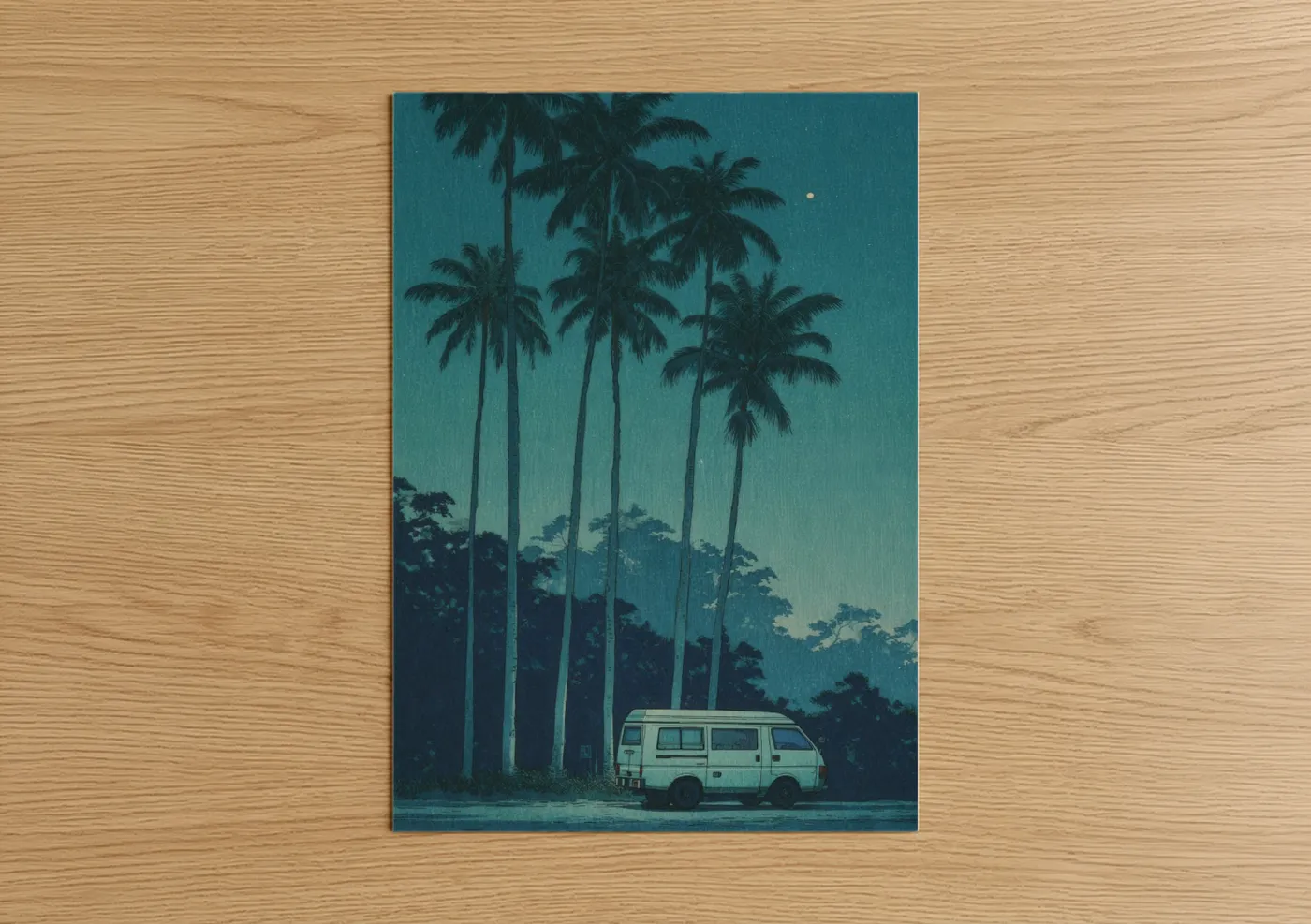 Vintage Van Tropical Palm Trees Wall Art
