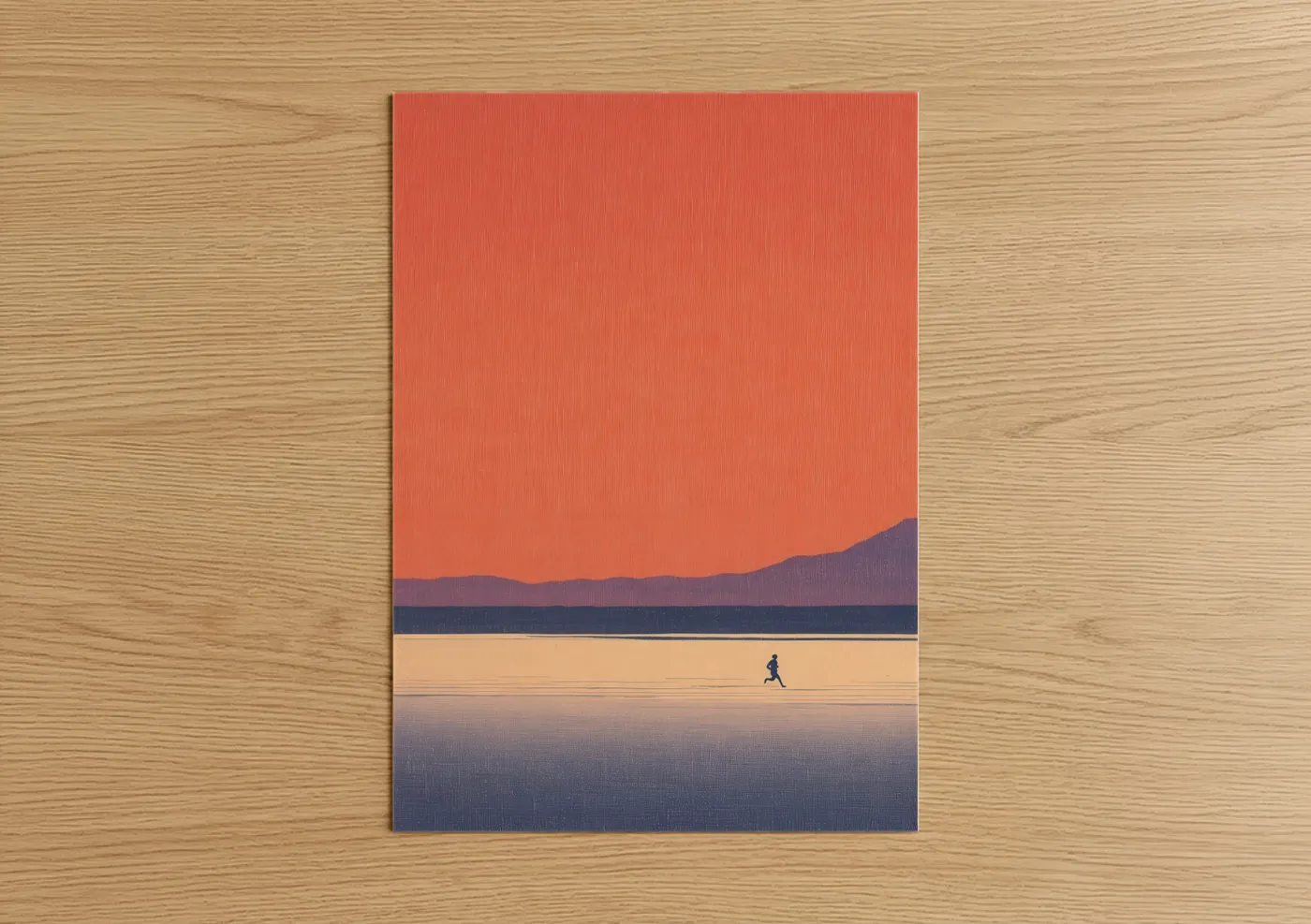 Solitary Runner Beach Sunset Wall Art