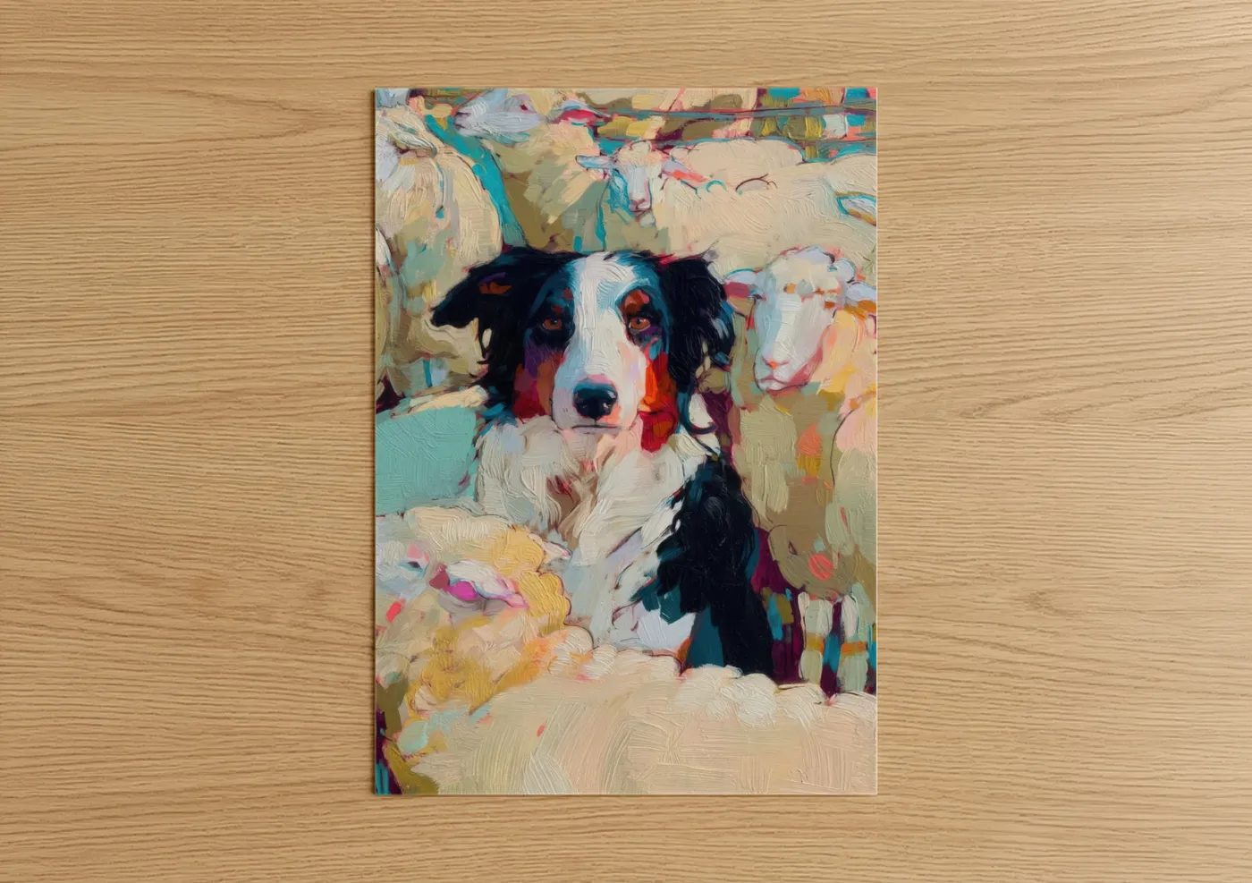 Colorful Shepherd Dog Portrait Artwork Wall Art