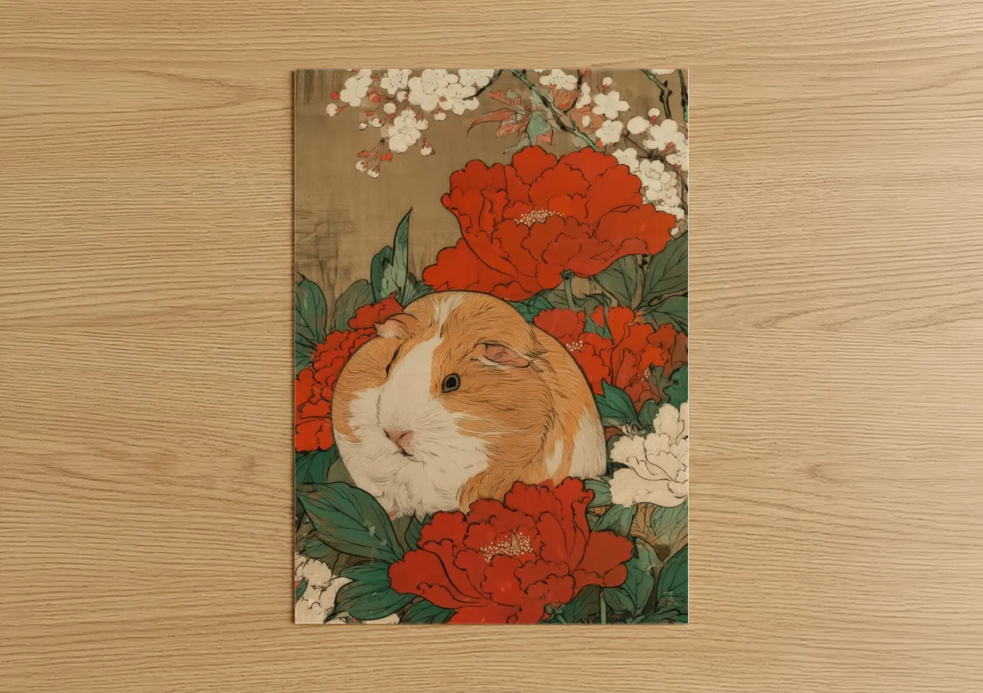 Orange Guinea Pig Floral Botanical Wall Art