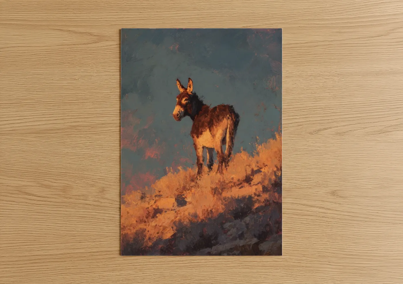 Golden Mule Desert Landscape Painting Wall Art