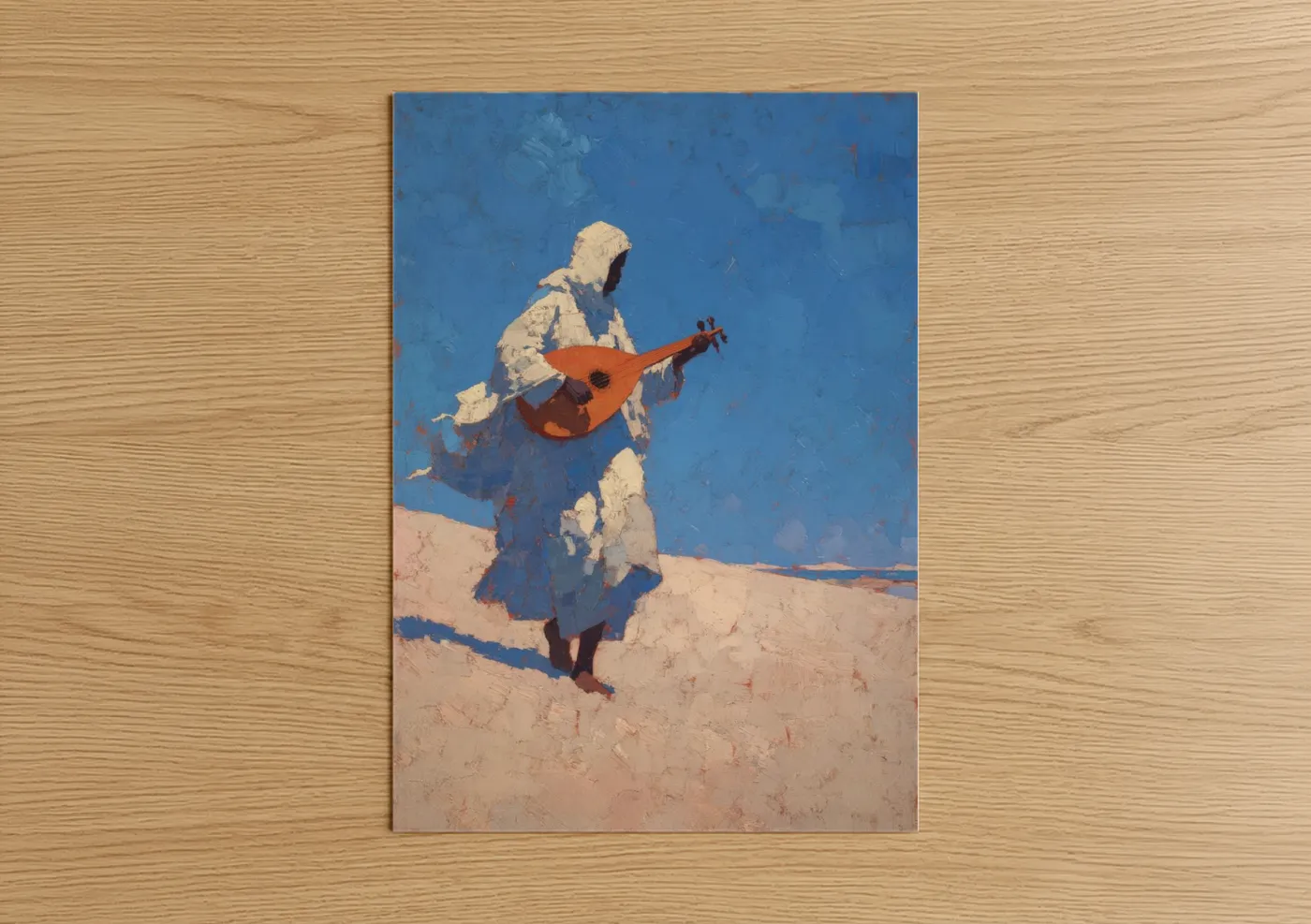 Beach Musician with Lute Coastal Wall Art
