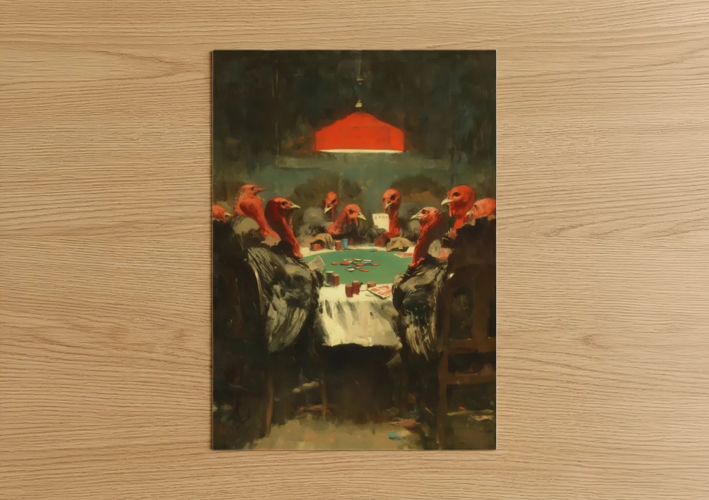 Poker Night Turkeys Playing Cards Wall Art