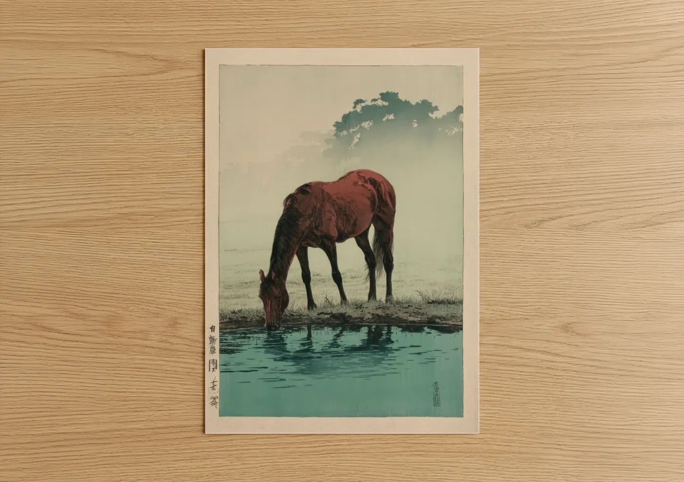 Thoroughbred Horse Drinking Water Wall Art