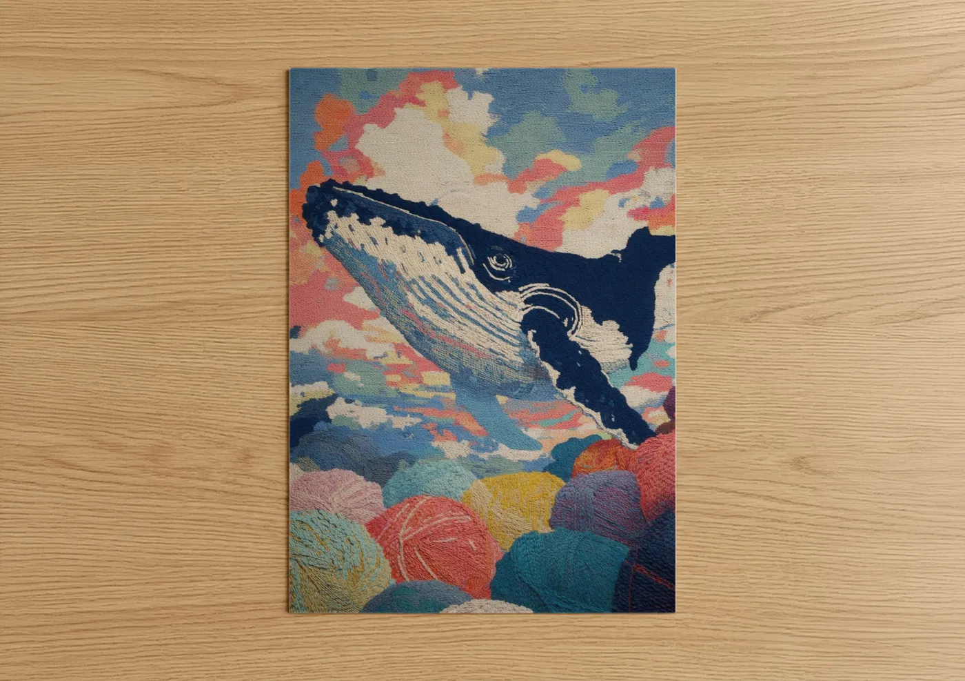 Humpback Whale Colorful Sky Wall Art