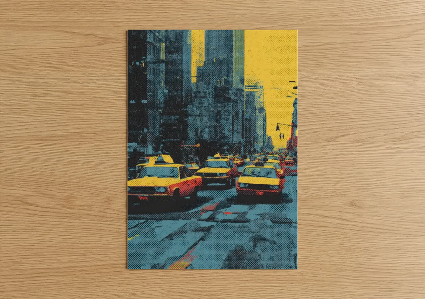 Yellow Taxi Cab Urban Street Pop Wall Art