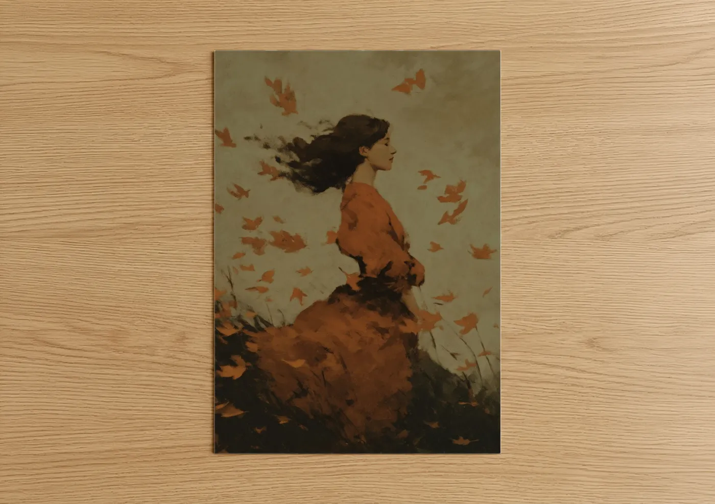 Woman Autumn Leaves Magic Witchcraft Wall Art