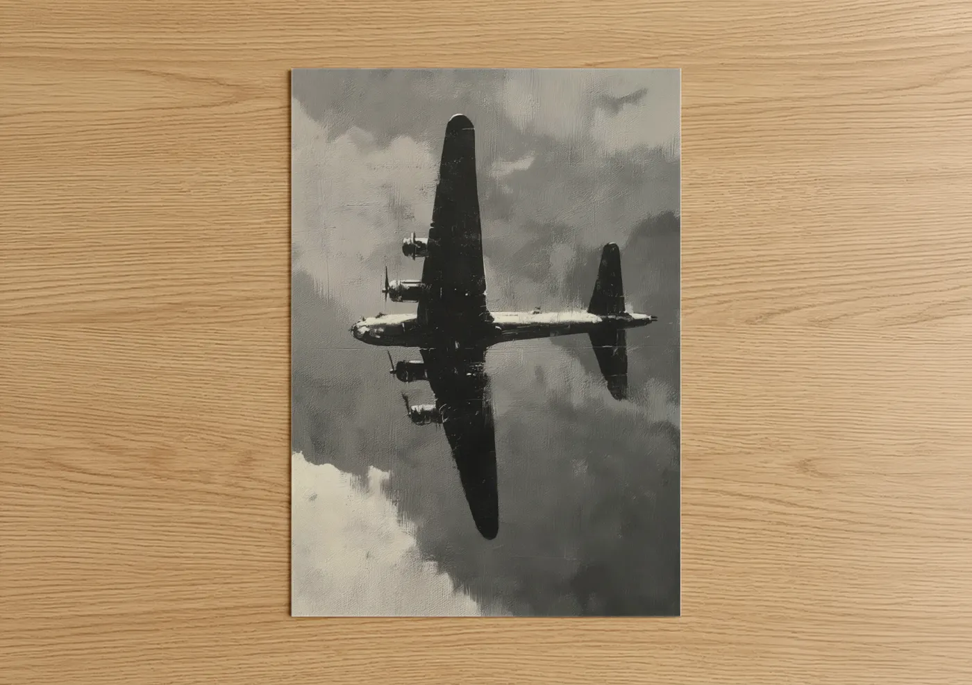 Vintage Military Bomber Aircraft Cloud Wall Art