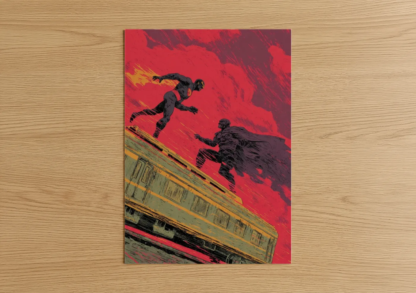 Dynamic Train Action Art Red Wall Art