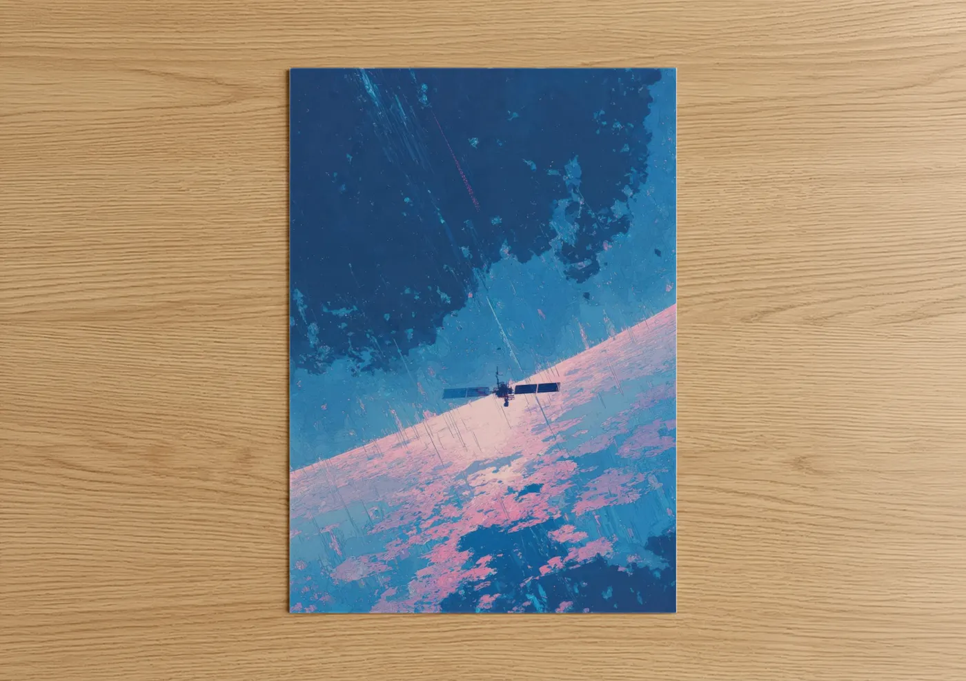 Satellite Orbital View Space Illustration Wall Art