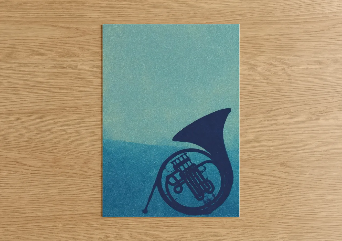 Midnight French Horn Silhouette Wall Art