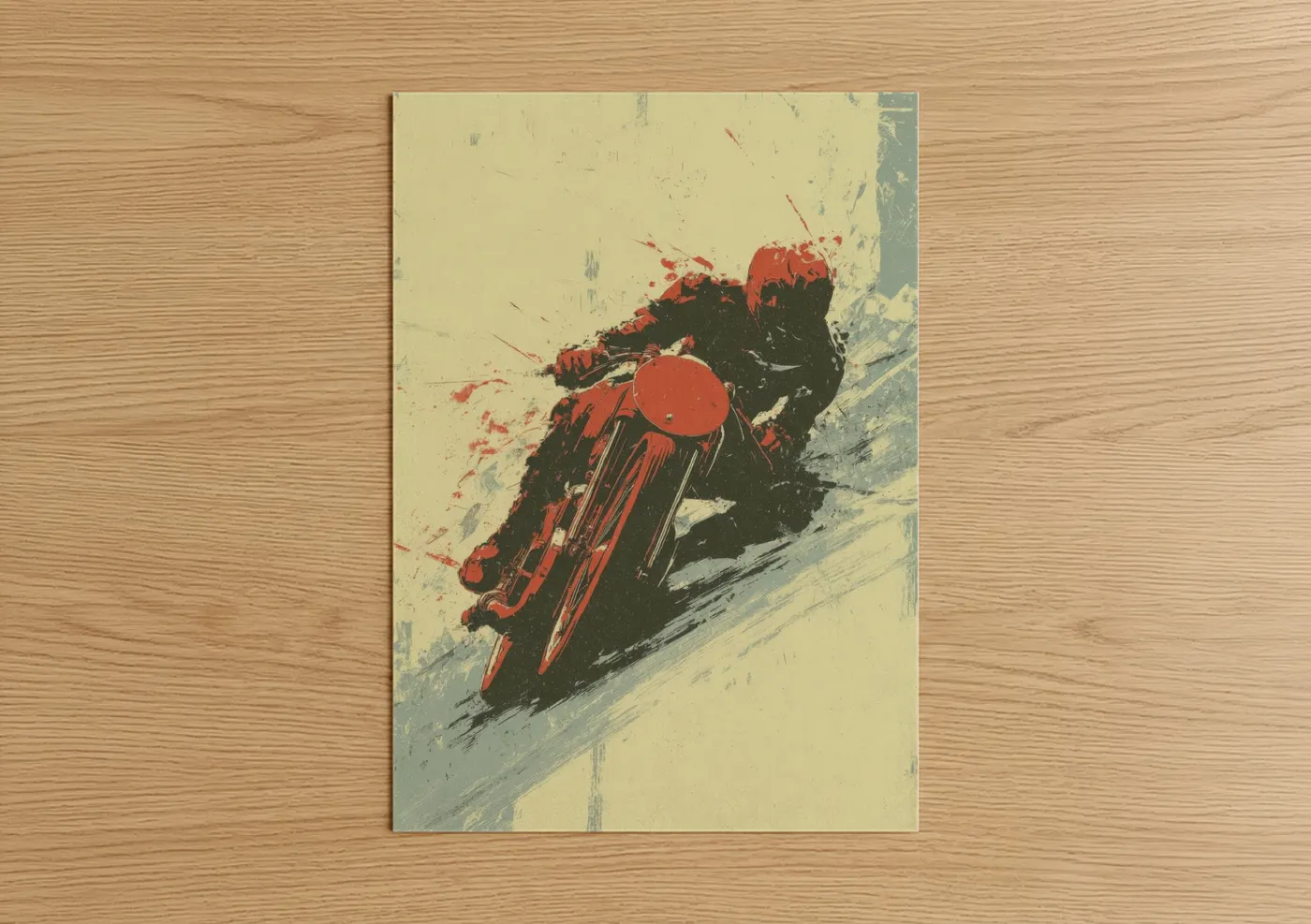 Vintage Motorcycle Red Speed Art Print Wall Art
