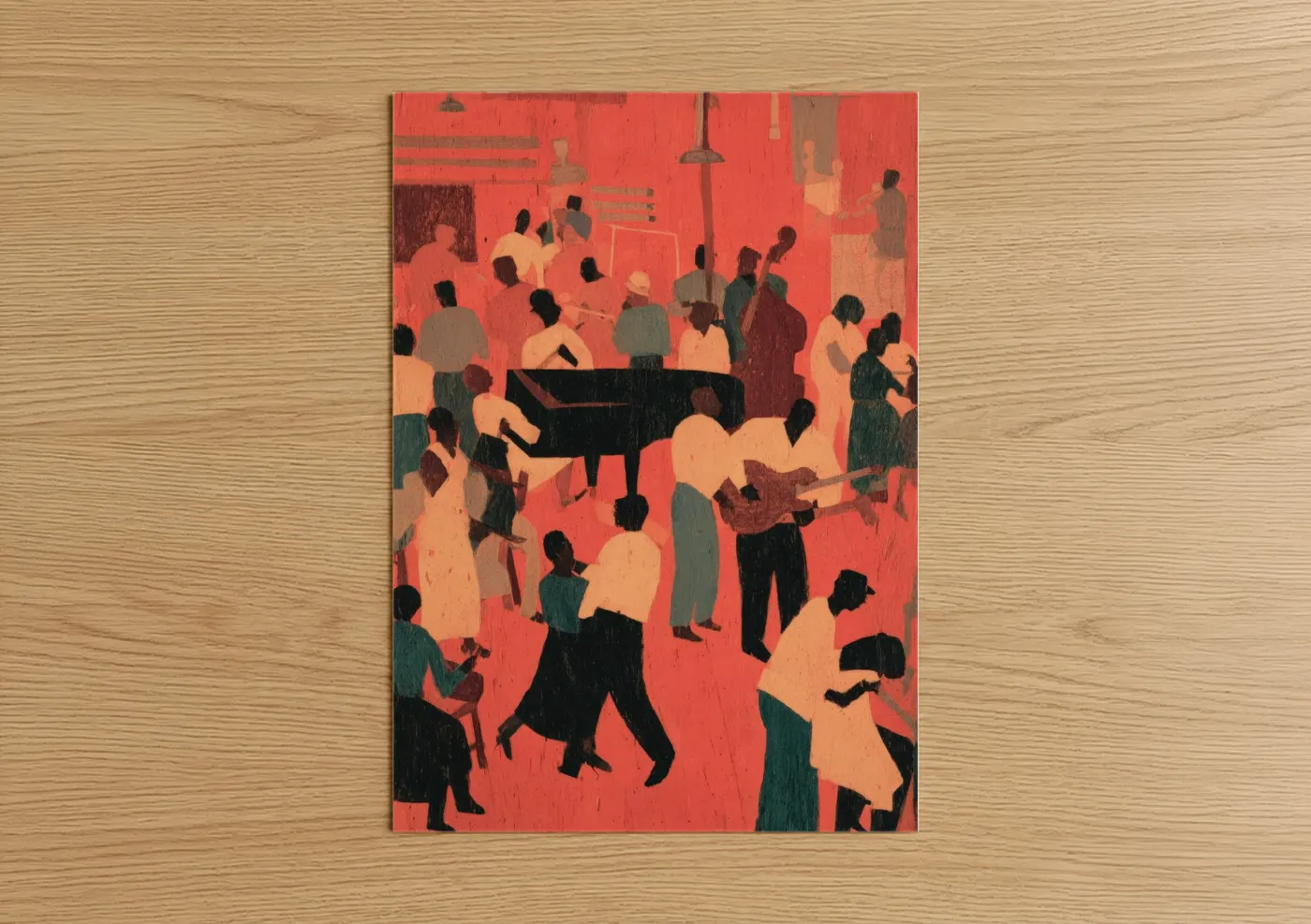 Jazz Ensemble Gathering Blues Music Illustration Wall Art