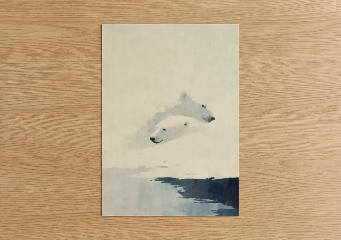 Polar Bears in Snow Minimalist Wall Art