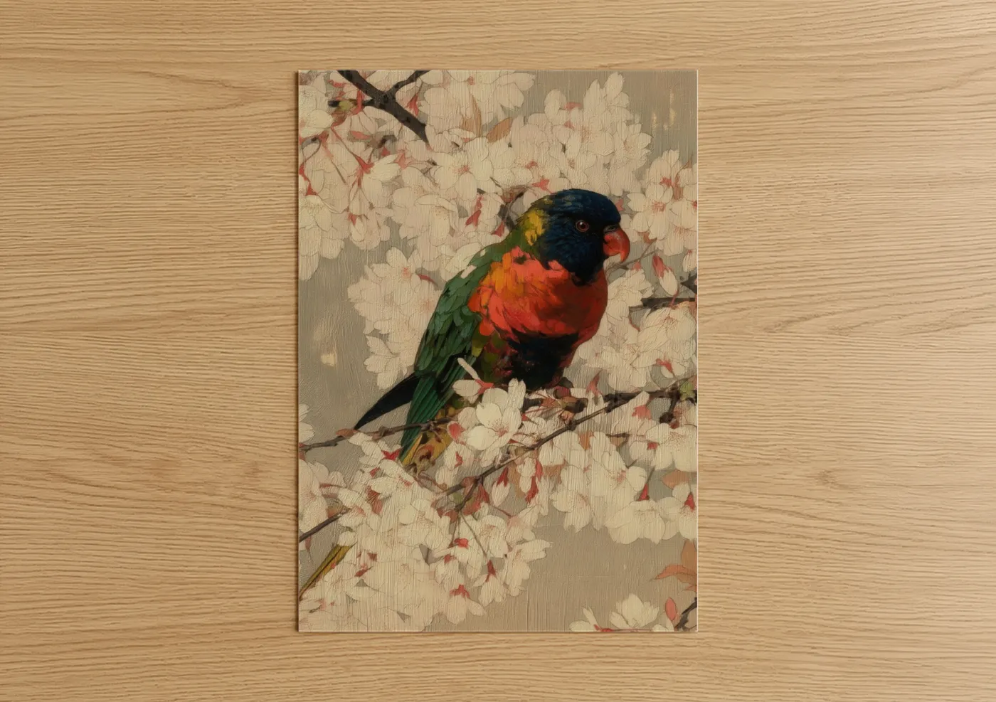 Rainbow Lorikeet Cherry Blossoms Wall Art