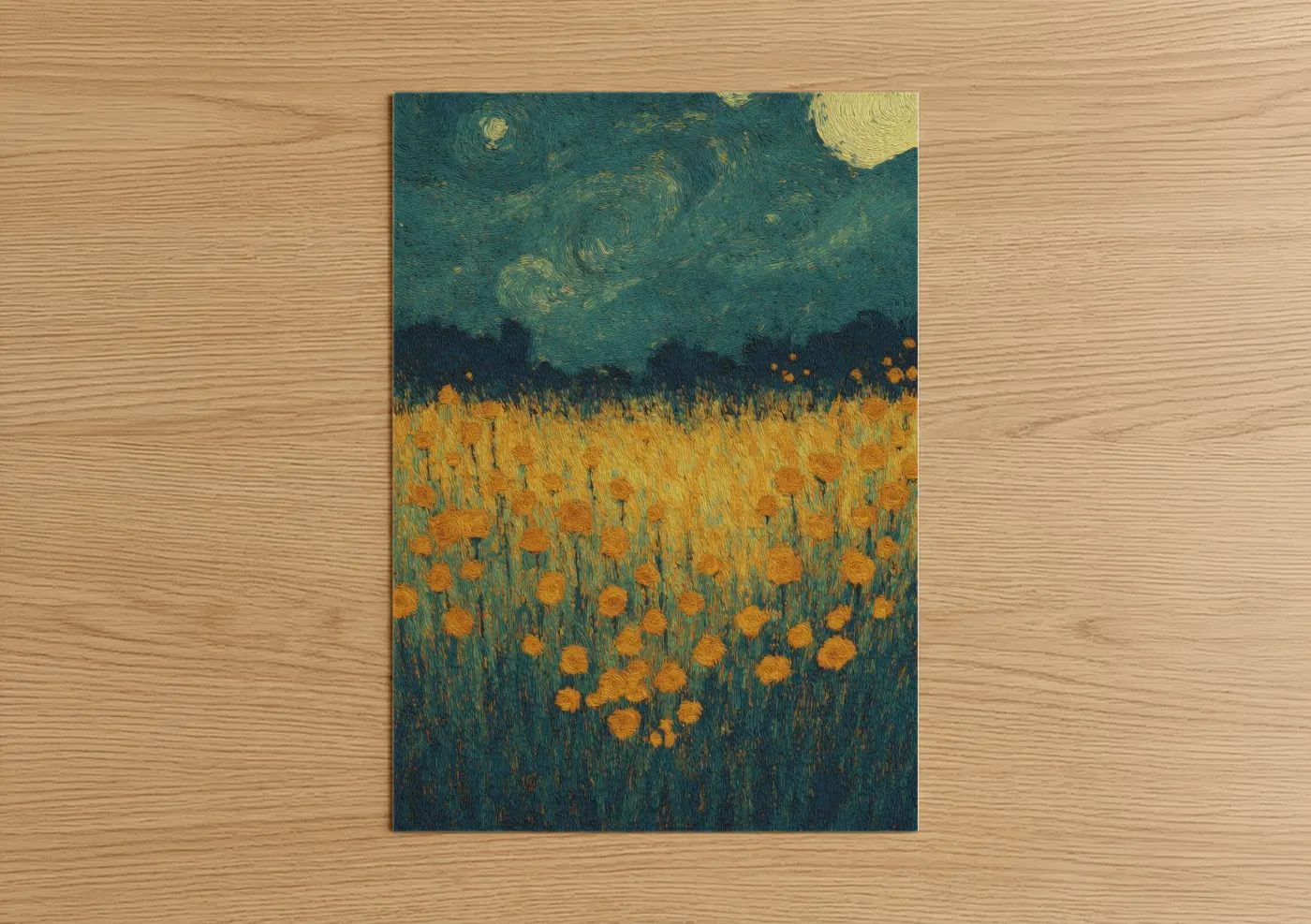 Starlit Wildflower Dreamscape Night Sky Wall Art