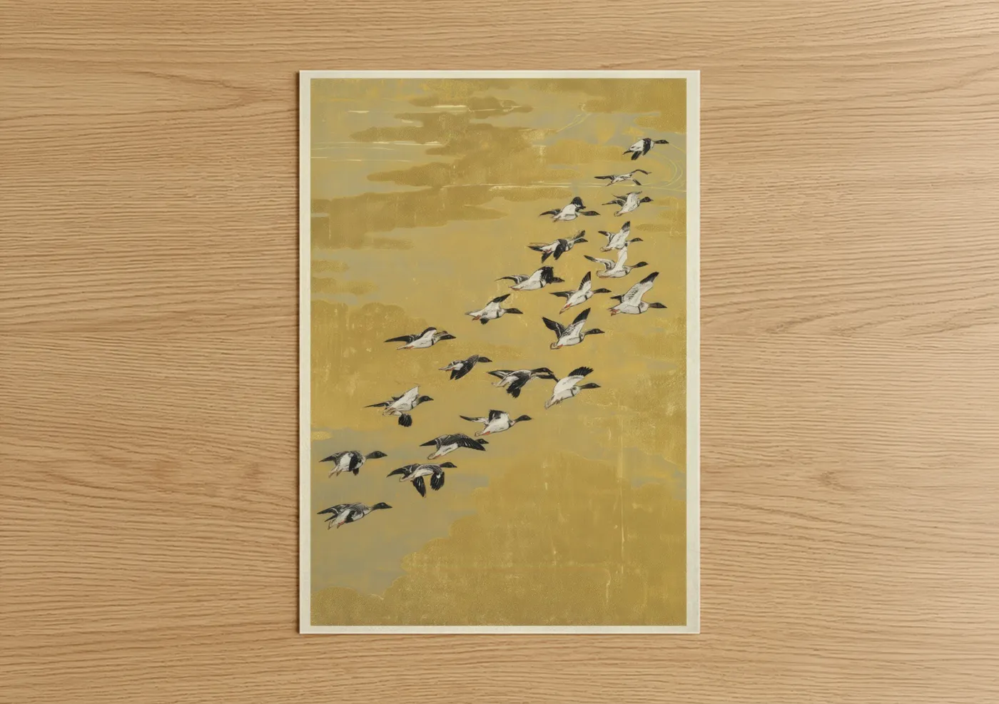 Golden Flight Ducks Minimalist Wall Art