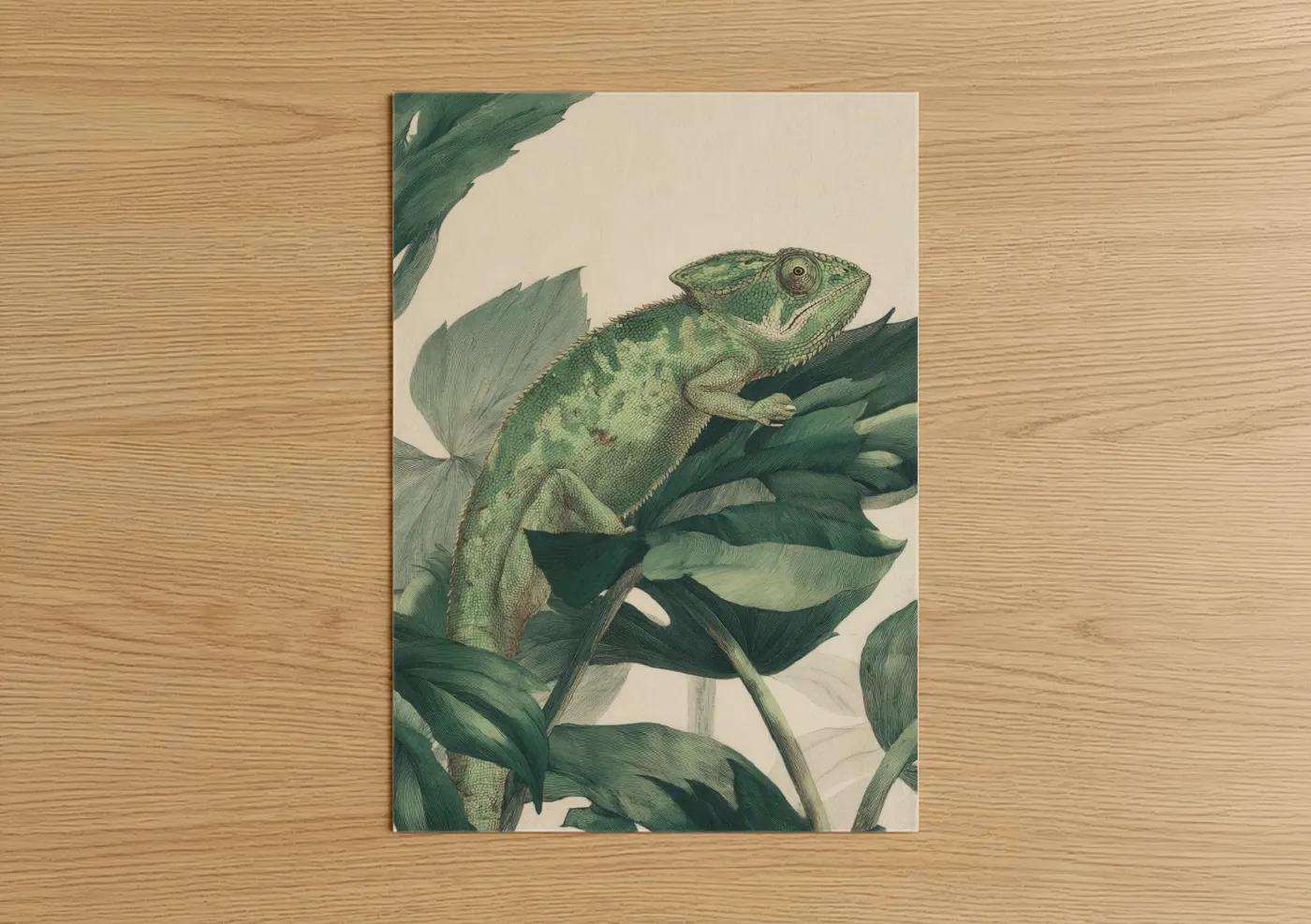Emerald Chameleon Botanical Wall Art