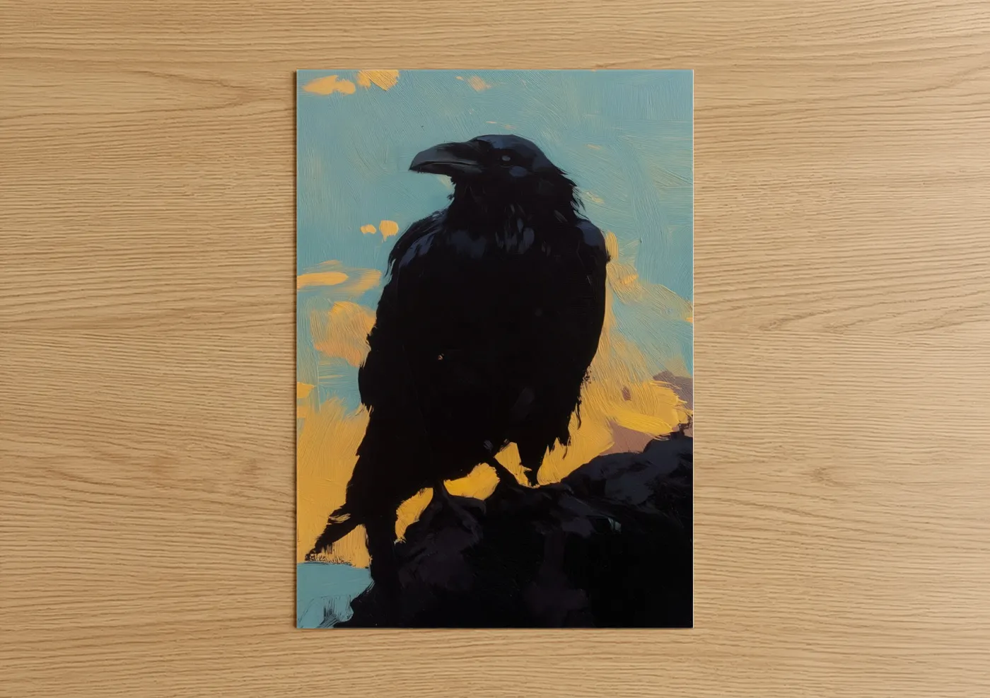 Majestic Raven Golden Sky Silhouette Wall Art