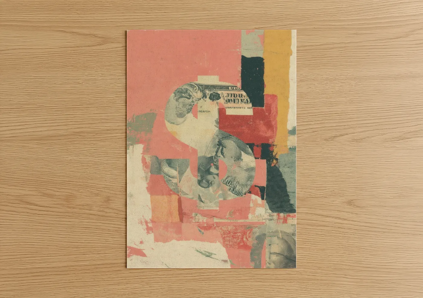 Vintage Currency Collage Abstract Art Wall Art